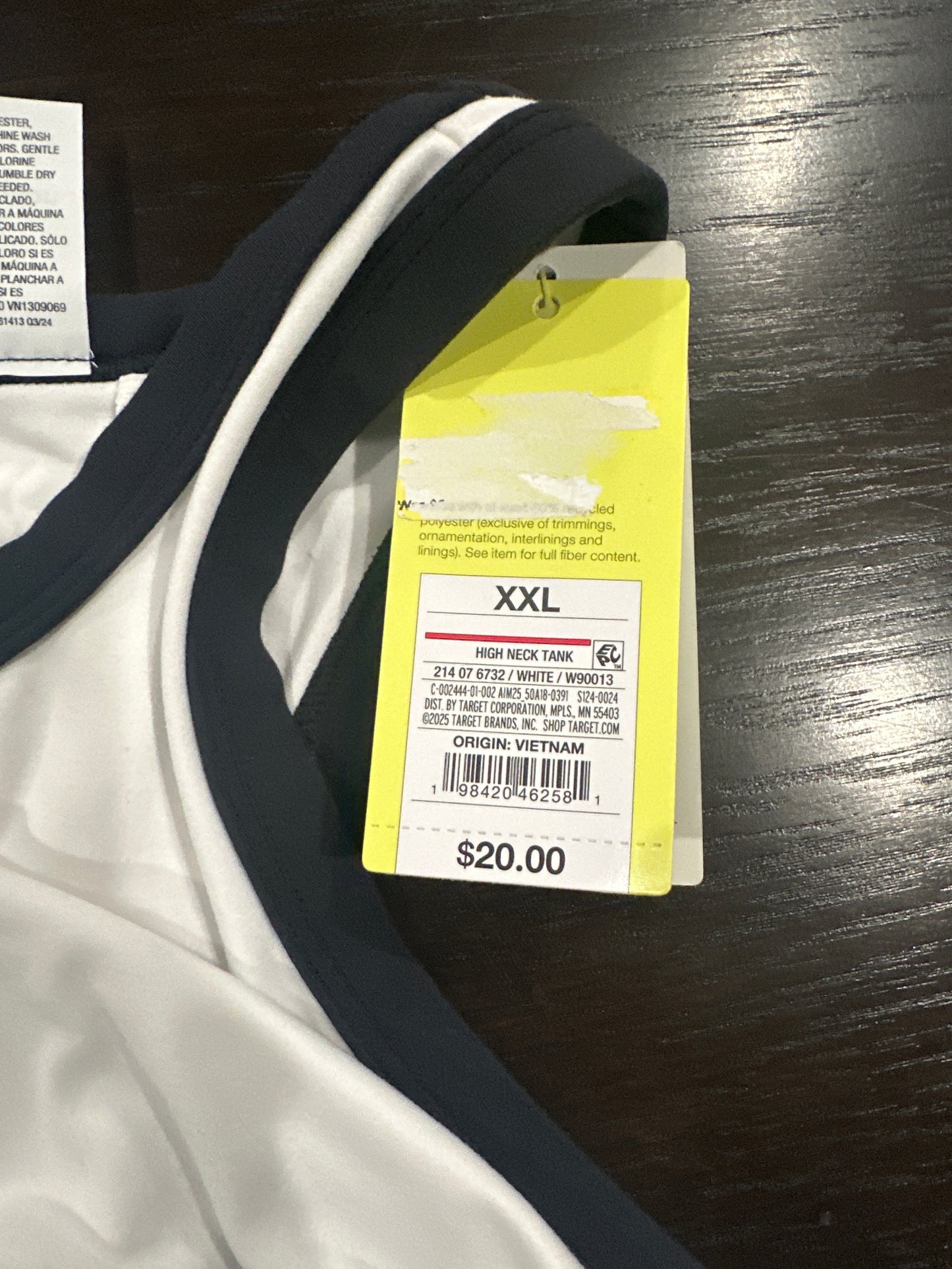 All In Motion Women's High Neck Tank Top White Black Trim