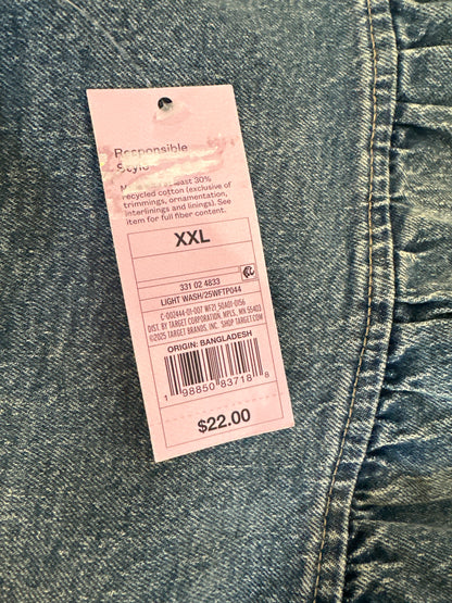 Wild Fable Women's Denim Peplum Tank Top Light Wash Tie Strap