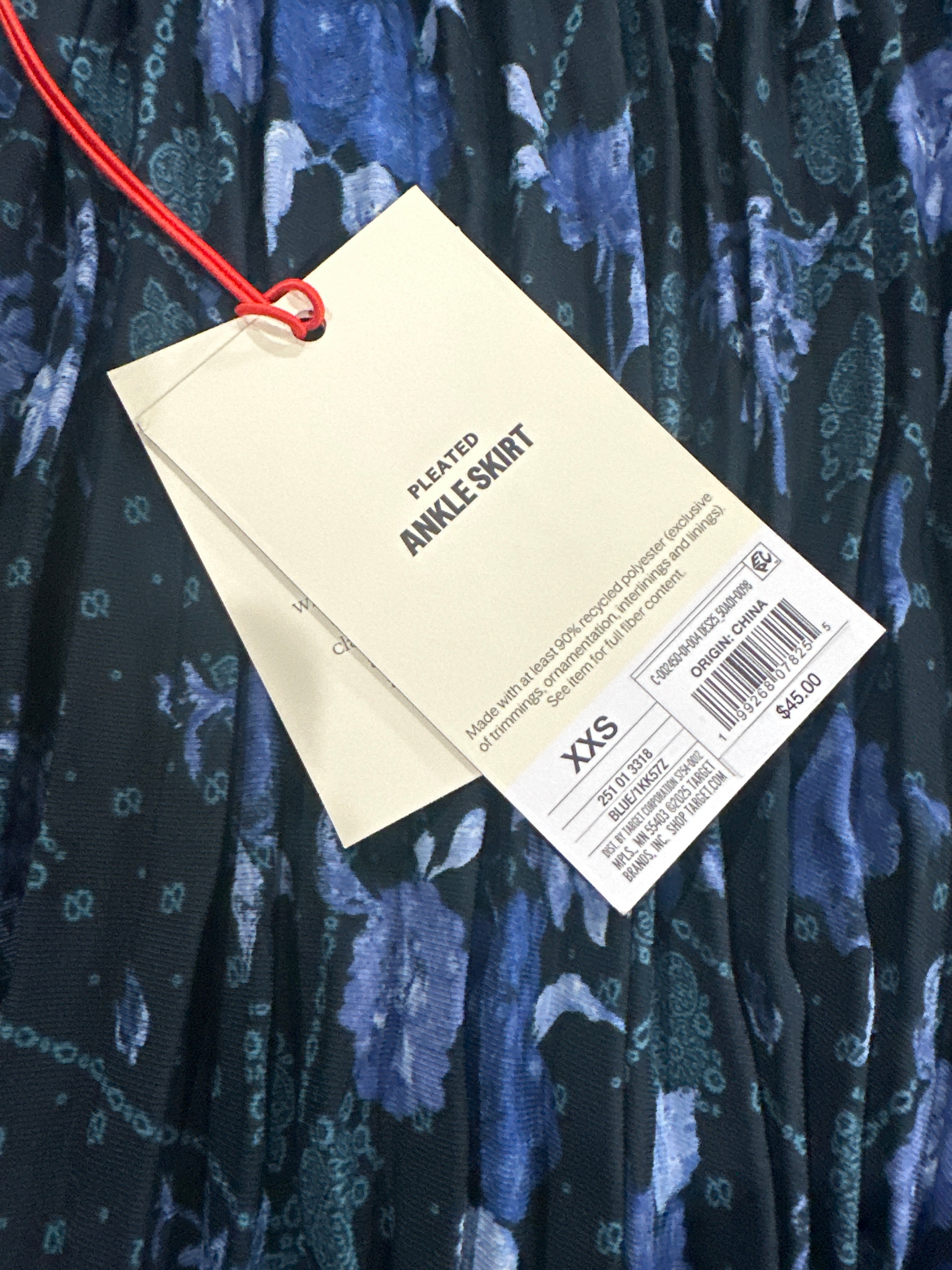 Woolrich Women's Pleated Ankle Skirt Floral Blue Black Midi Skirt