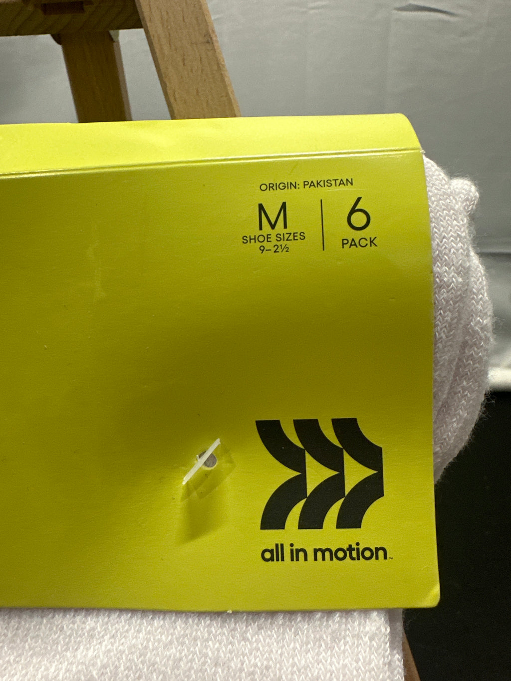 All in Motion men's white crew socks 6-pack