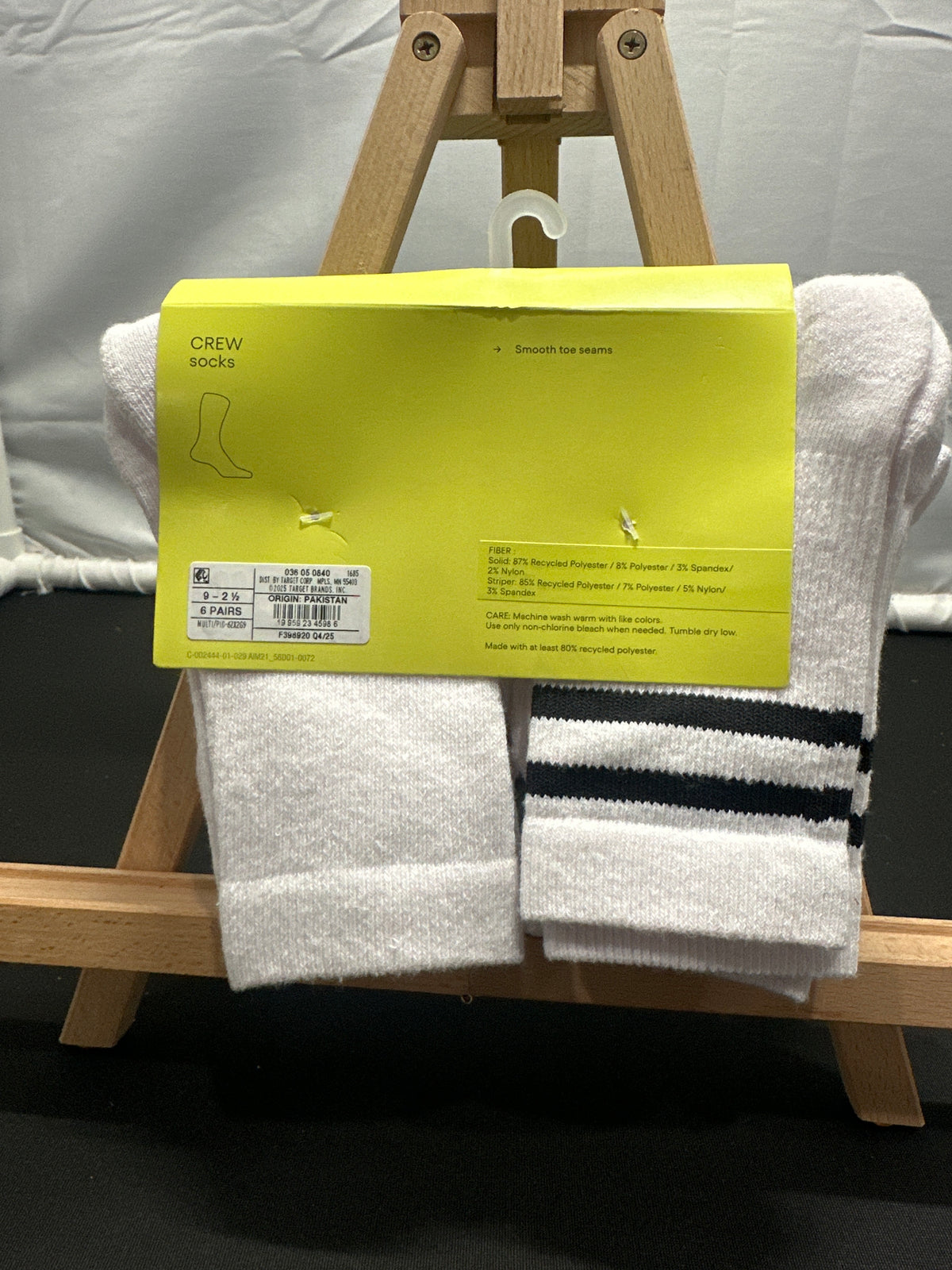 All in Motion men's white crew socks 6-pack