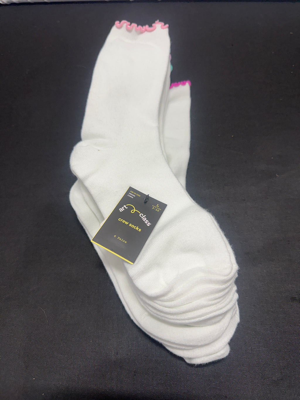 Art Class girls white lettuce-edge crew socks 6 pack