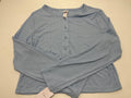 Auden Women's Blue Ribbed Long Sleeve Sleepwear Top Size L new with tags
