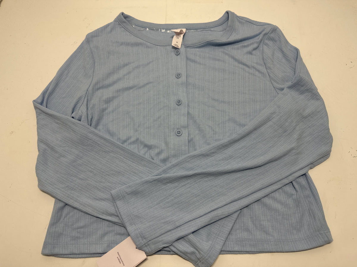Auden Women's Blue Ribbed Long Sleeve Sleepwear Top Size L new with tags