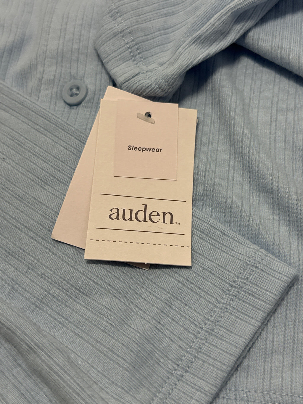 Auden Women's Blue Ribbed Long Sleeve Sleepwear Top Size L new with tags