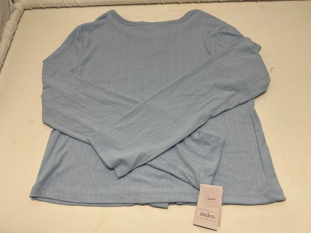 Auden Women's Blue Ribbed Long Sleeve Sleepwear Top Size L new with tags