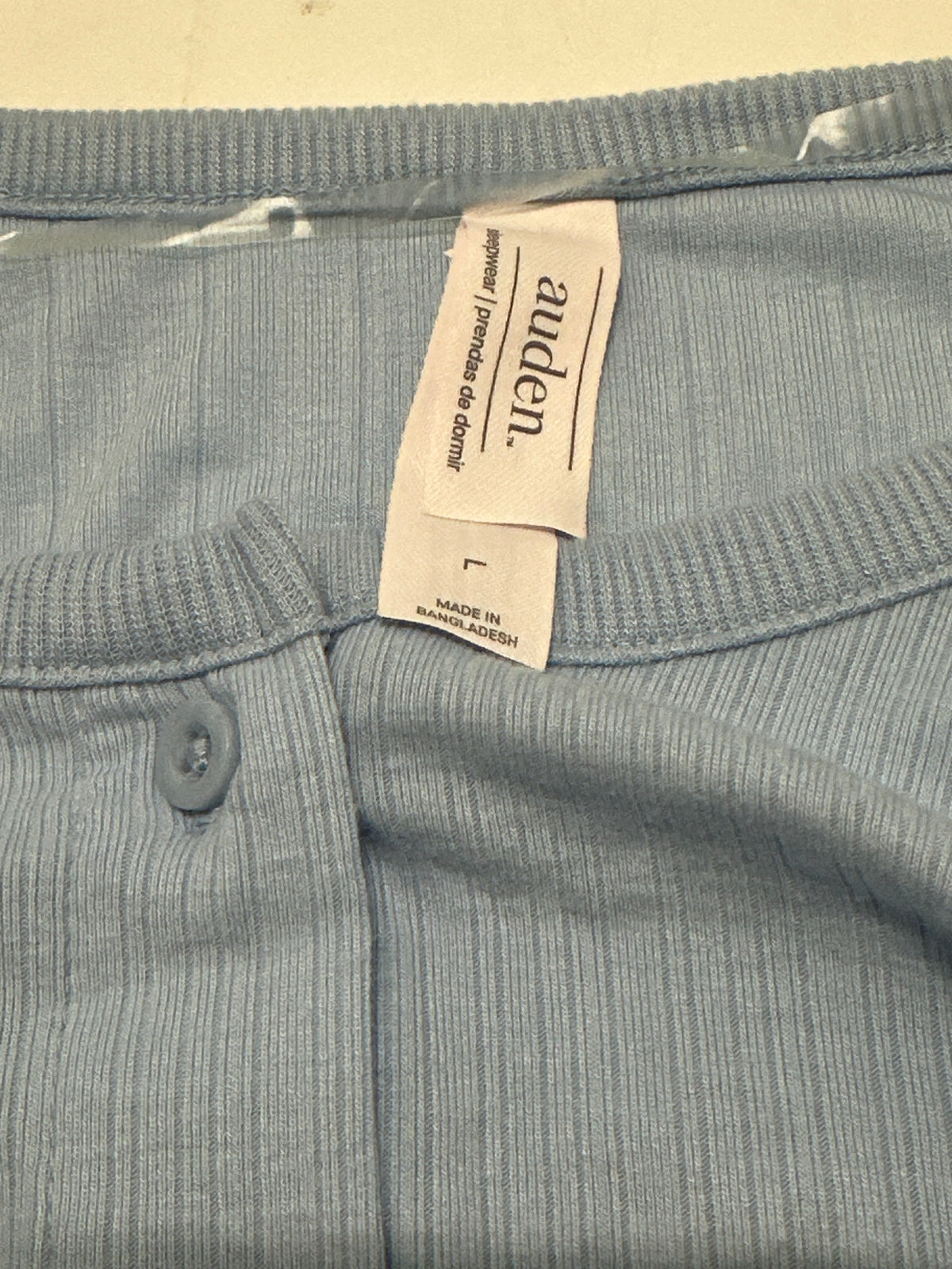 Auden Women's Blue Ribbed Long Sleeve Sleepwear Top Size L new with tags