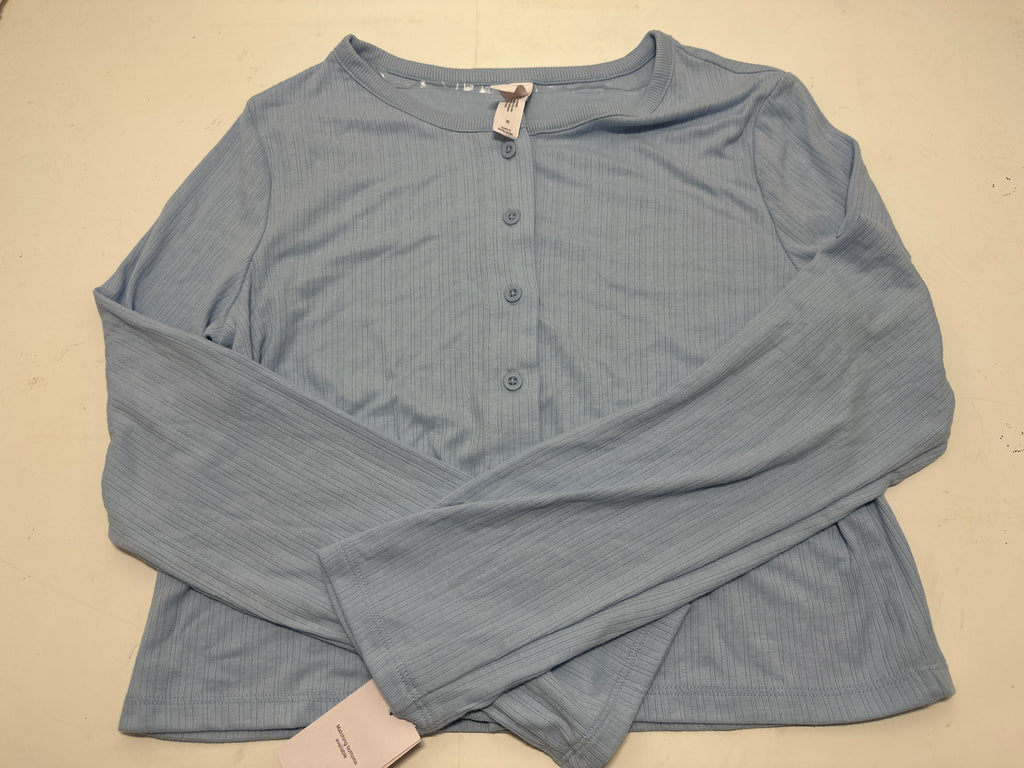 Auden Women's Blue Ribbed Long Sleeve Sleepwear Top Size M new with tags