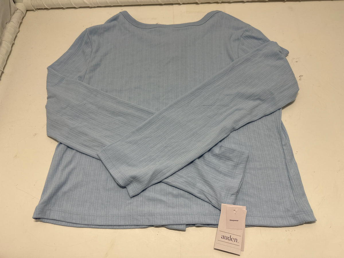 Auden Women's Blue Ribbed Long Sleeve Sleepwear Top Size M new with tags