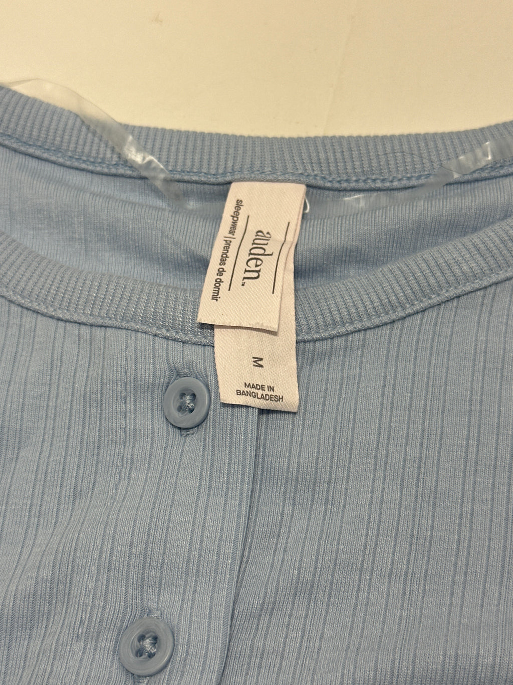 Auden Women's Blue Ribbed Long Sleeve Sleepwear Top Size M new with tags