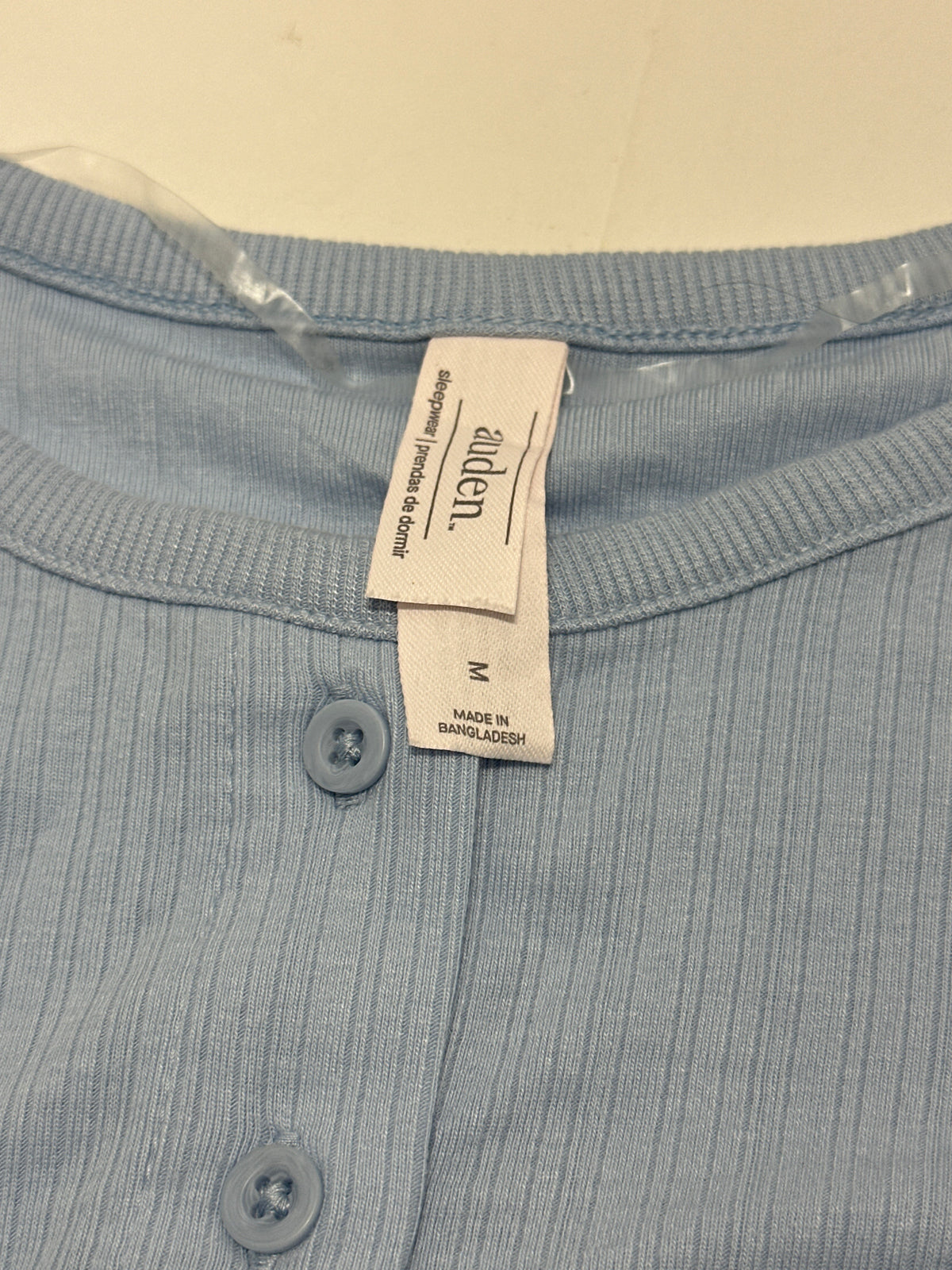 Auden Women's Blue Ribbed Long Sleeve Sleepwear Top Size M new with tags