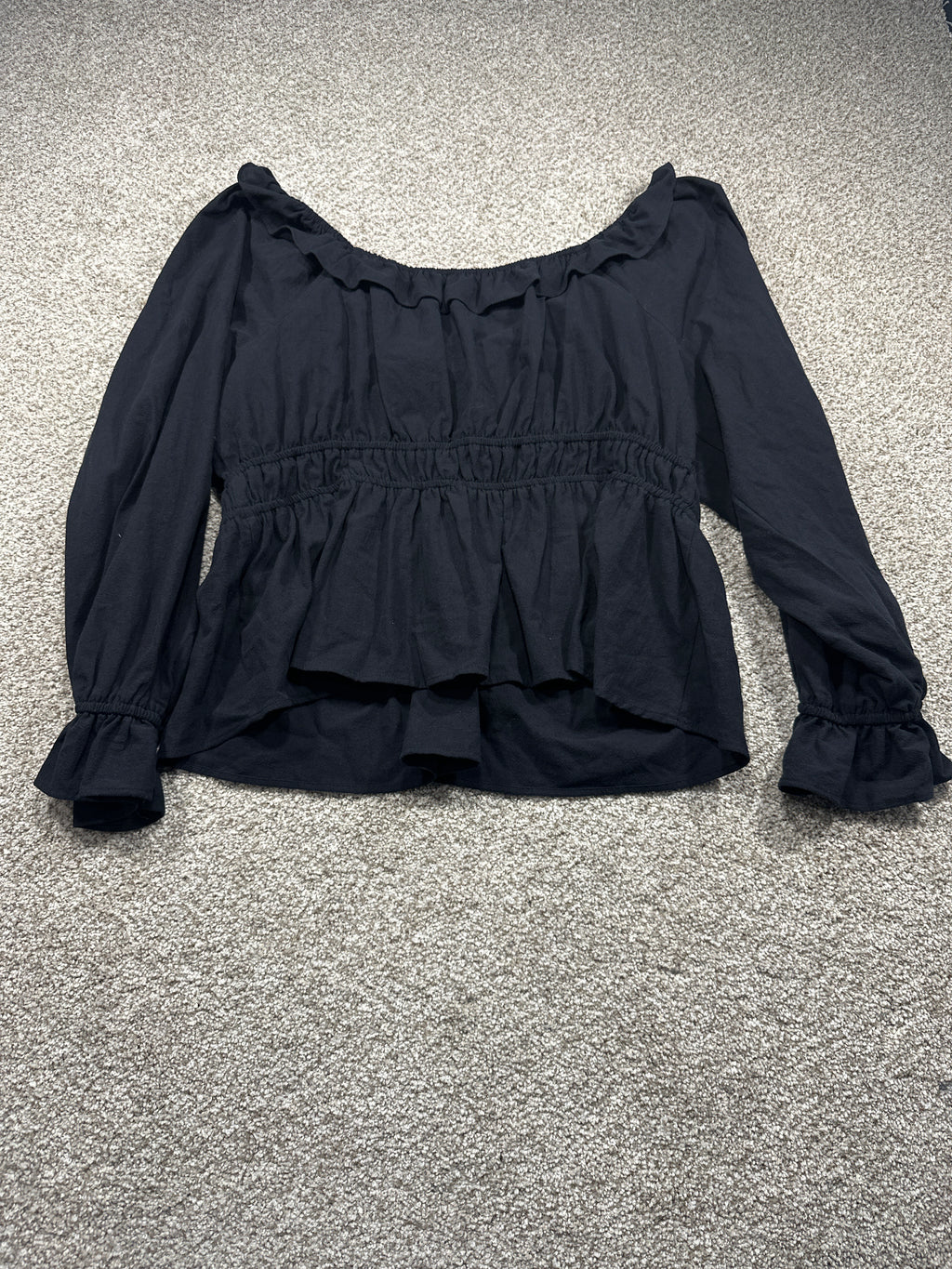 Ava & Viv women's plus black off-shoulder ruffle peplum blouse, size 2X