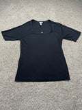 Ava & Viv women's plus black ribbed lace trim short sleeve top, size 1X