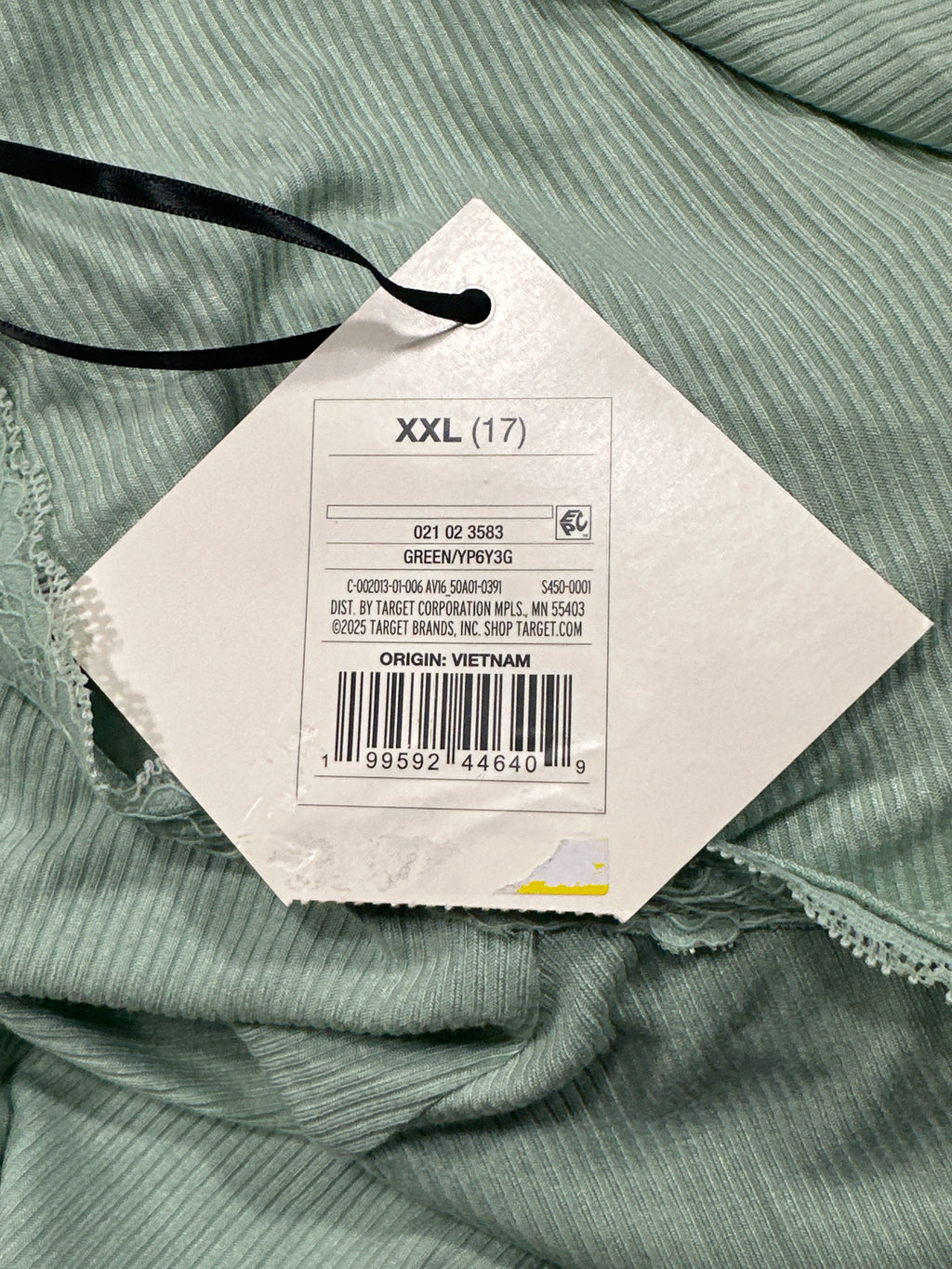 Ava & Viv women's plus green ribbed lace trim short sleeve top, size XXL