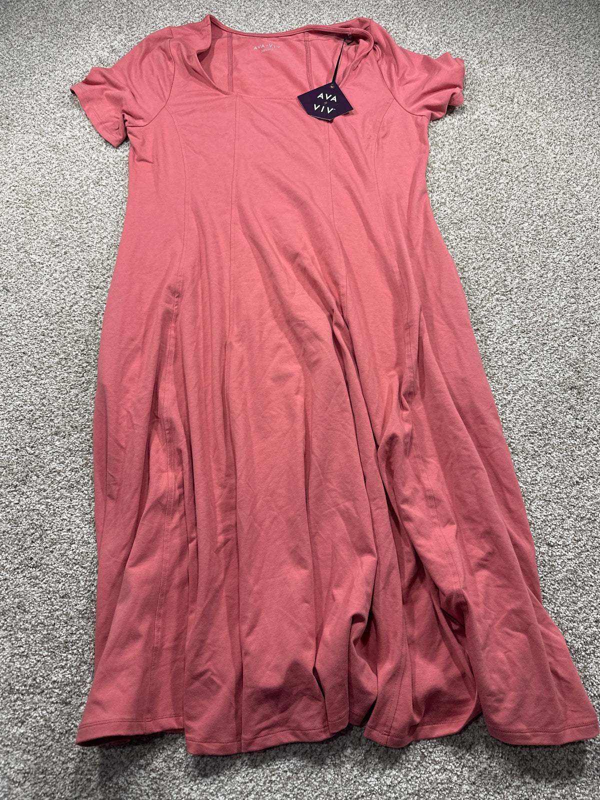Ava & Viv women's plus pink seamed knit midi T-shirt dress, size 1X