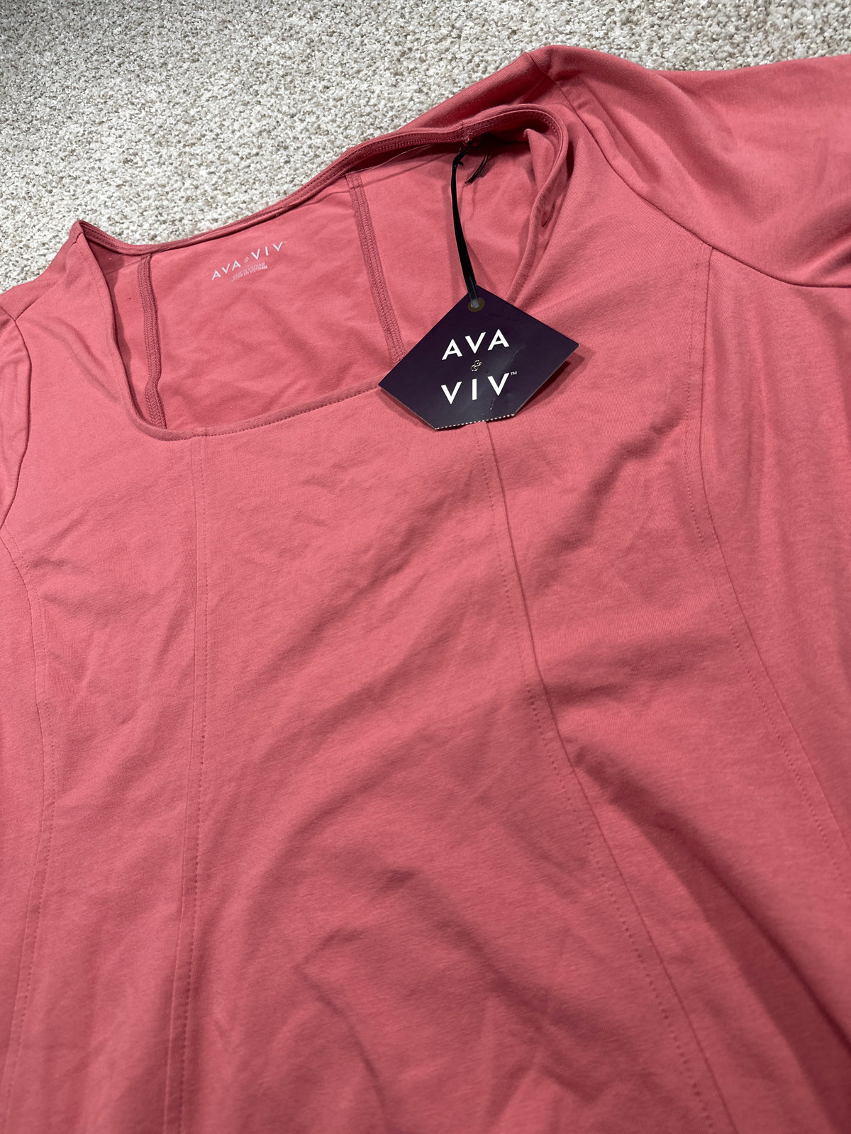 Ava & Viv women's plus pink seamed knit midi T-shirt dress, size 1X