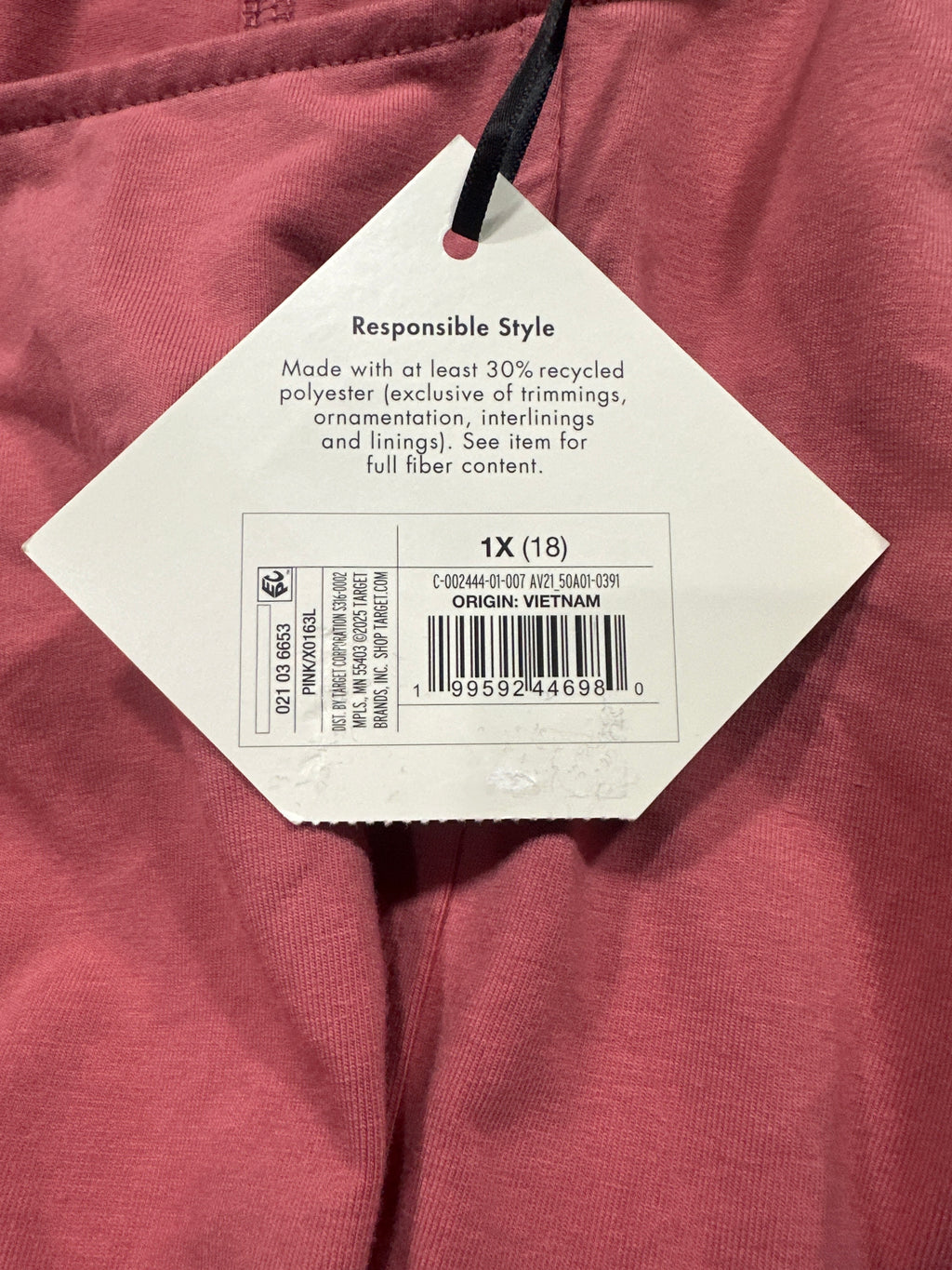 Ava & Viv women's plus pink seamed knit midi T-shirt dress, size 1X