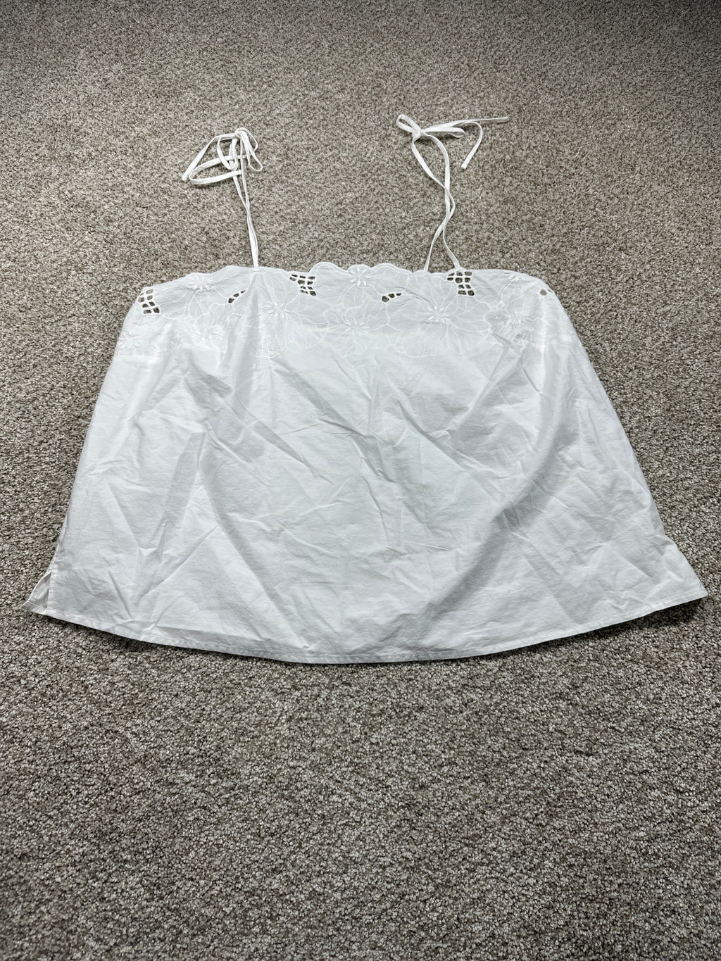 Ava & Viv women's plus white embroidered tie strap cotton top, size 1X