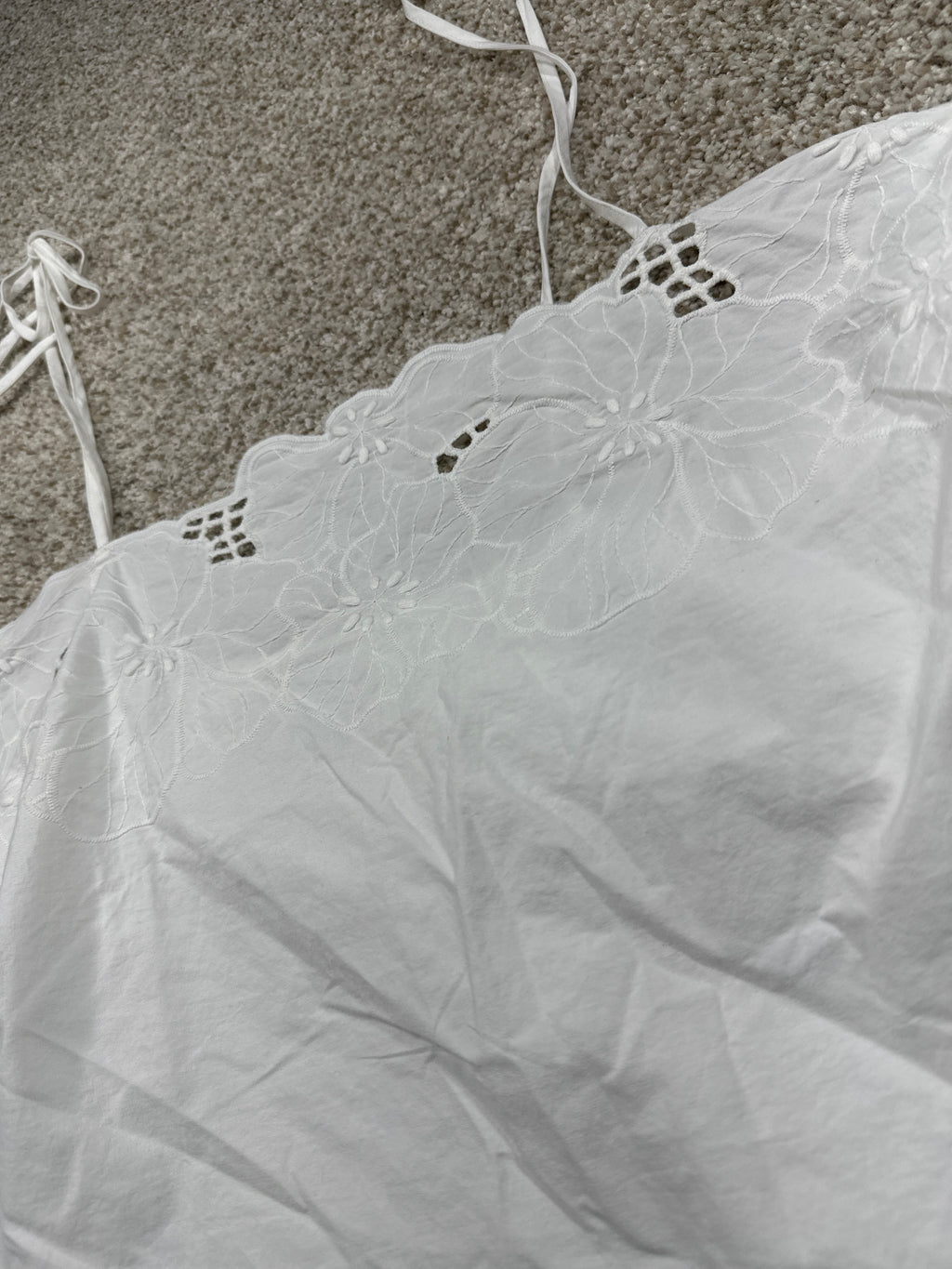 Ava & Viv women's plus white embroidered tie strap cotton top, size 1X