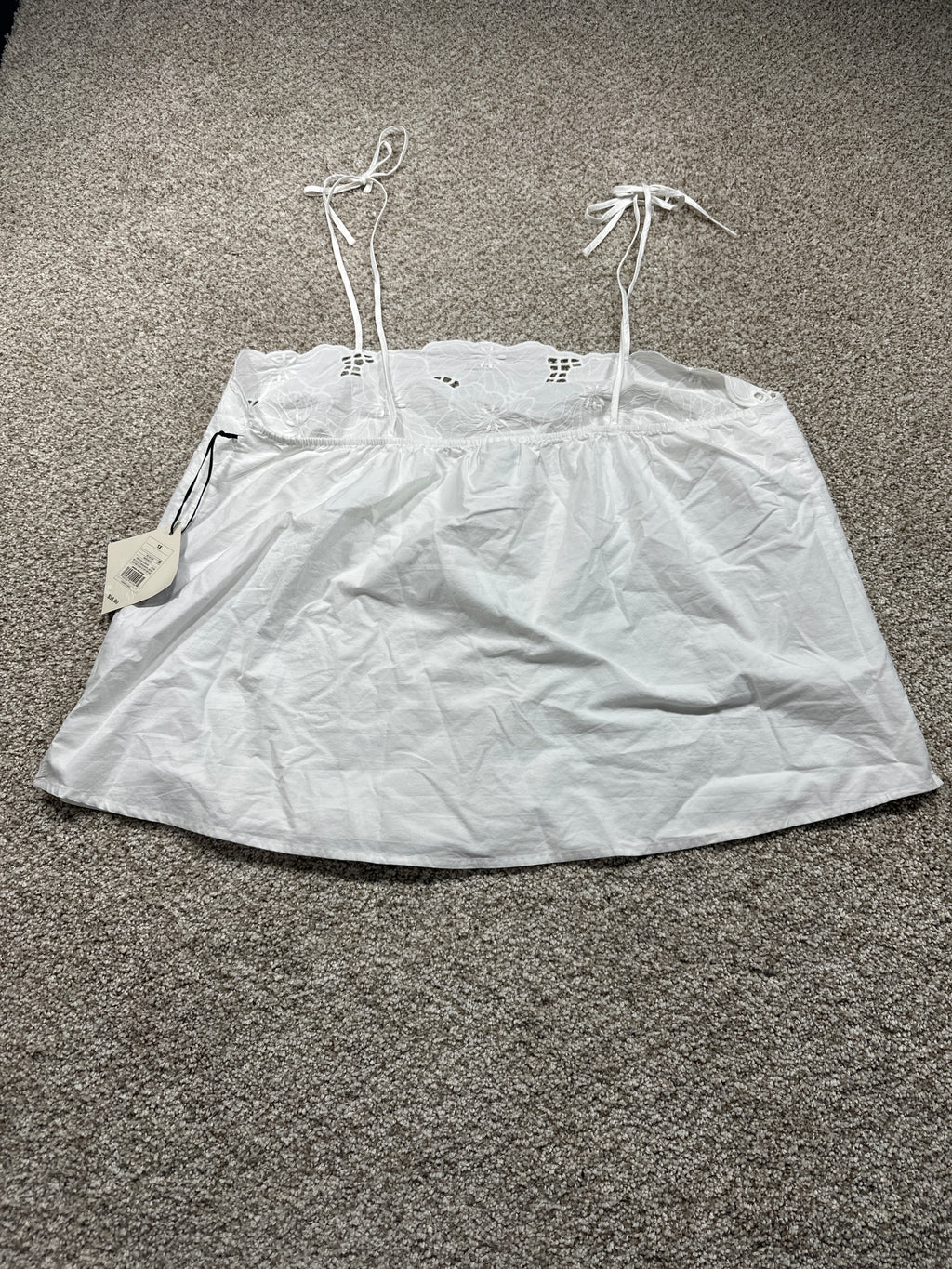 Ava & Viv women's plus white embroidered tie strap cotton top, size 1X