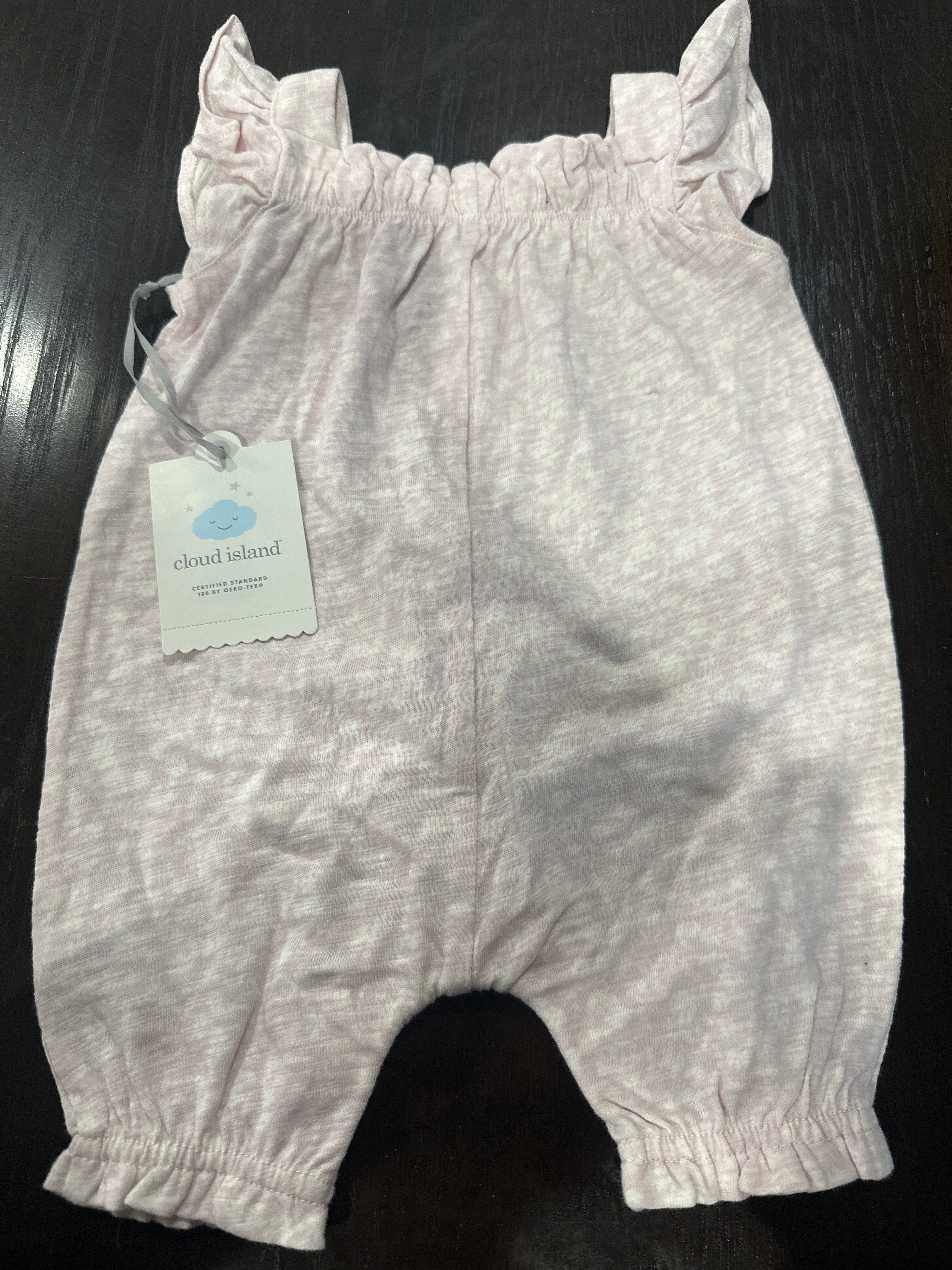 Cloud Island Baby Ruffle Romper – Lightweight Textured Cotton, Snap Closure