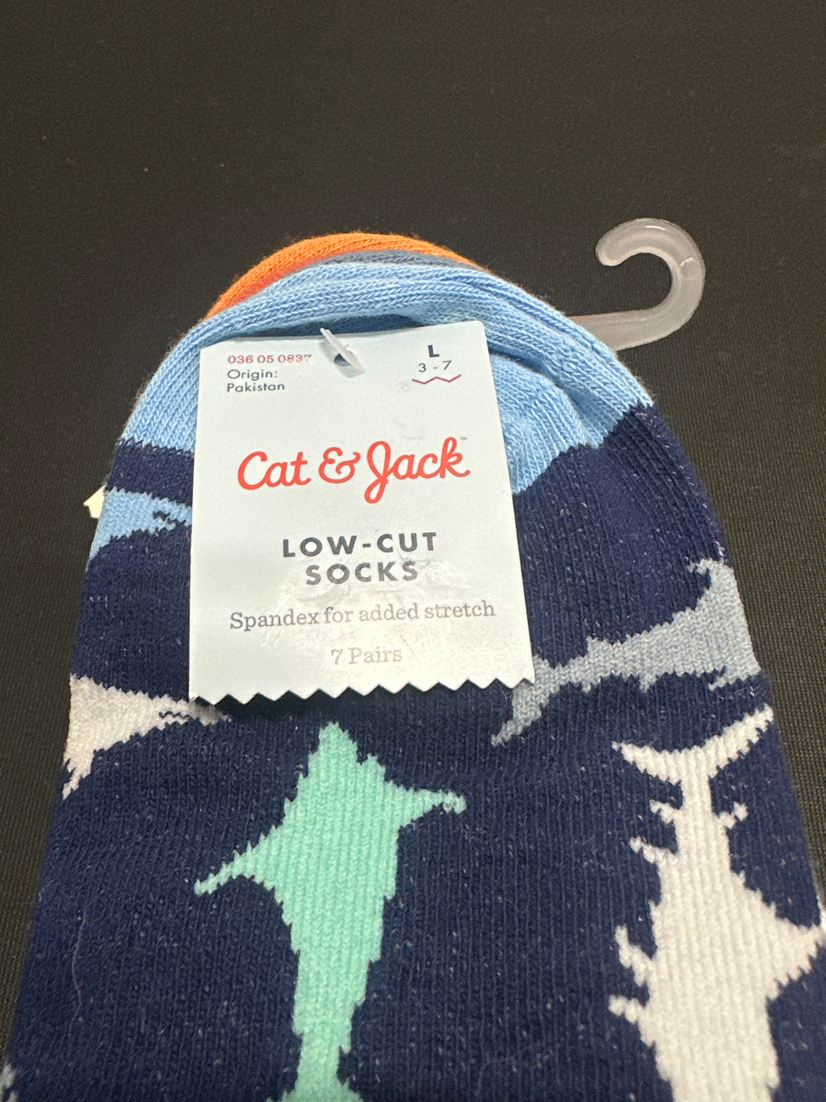 Cat & Jack Boys Low-Cut Socks 7 Pairs L 3-7