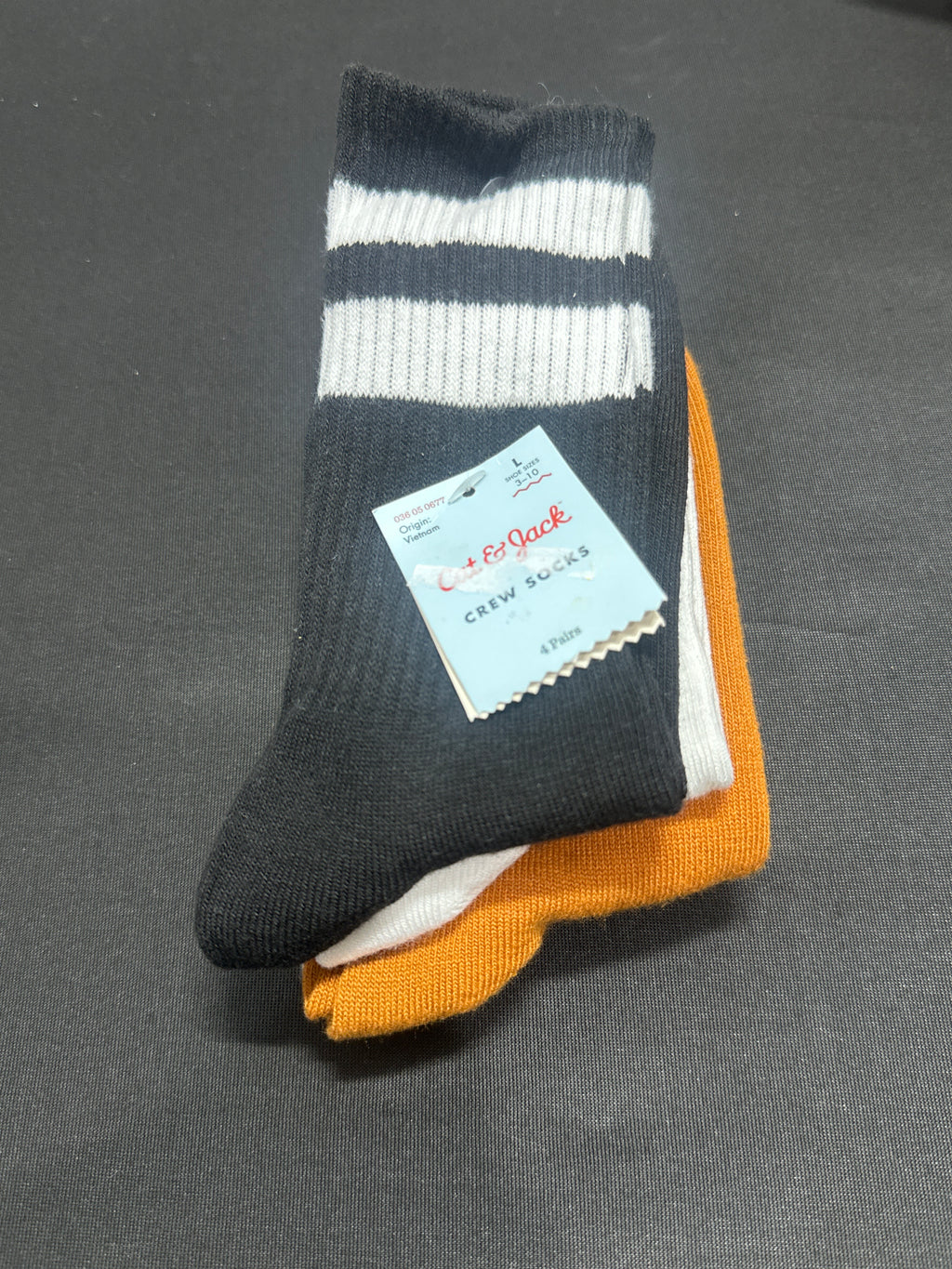 Cat & Jack boys multicolor crew socks 4 pack size L