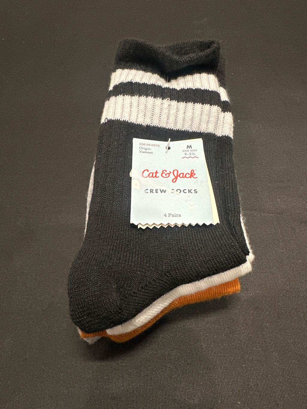 Cat & Jack boys' striped crew socks 4-pack, multicolor neutrals