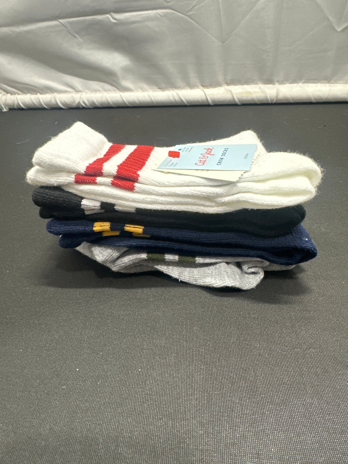 Cat & Jack boys striped crew socks 4 pack size M
