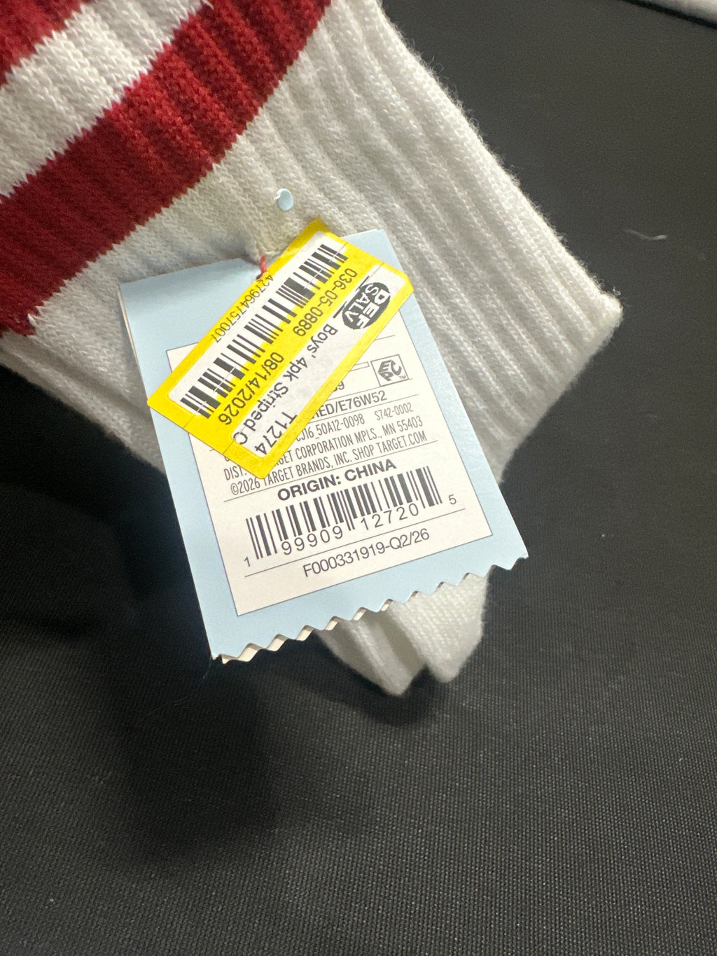 Cat & Jack boys striped crew socks 4 pack size M