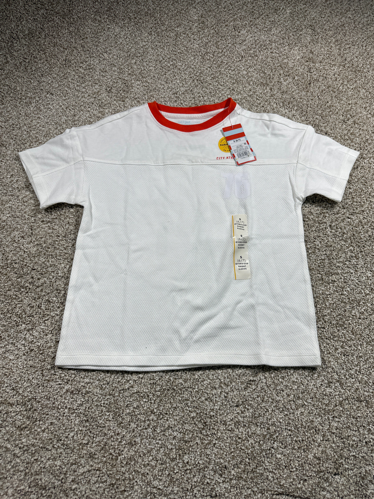 Cat & Jack Kids White City Athletics 76 Oversized T Shirt Size S 6/7