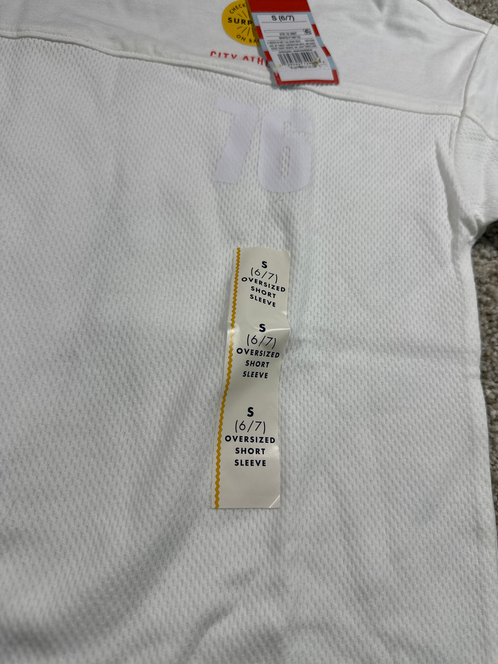 Cat & Jack Kids White City Athletics 76 Oversized T Shirt Size S 6/7