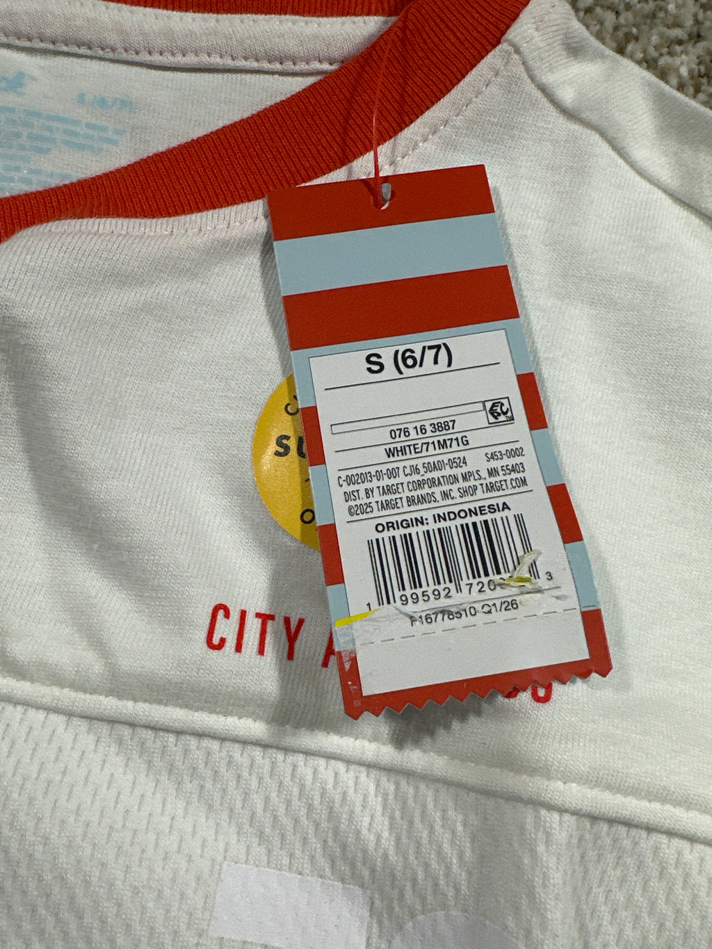 Cat & Jack Kids White City Athletics 76 Oversized T Shirt Size S 6/7