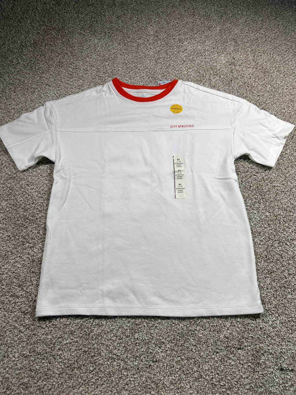 Cat & Jack Kids White City Athletics 76 Oversized T Shirt Size XL 14