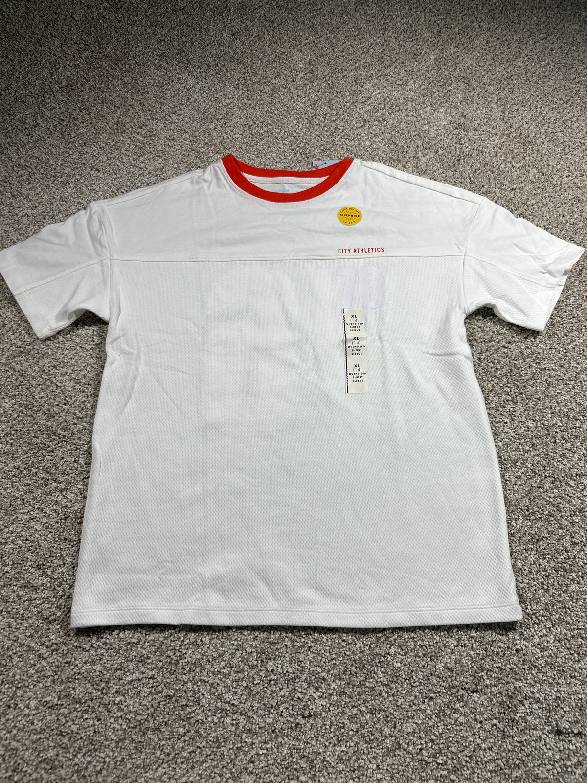 Cat & Jack Kids White City Athletics 76 Oversized T Shirt Size XL 14
