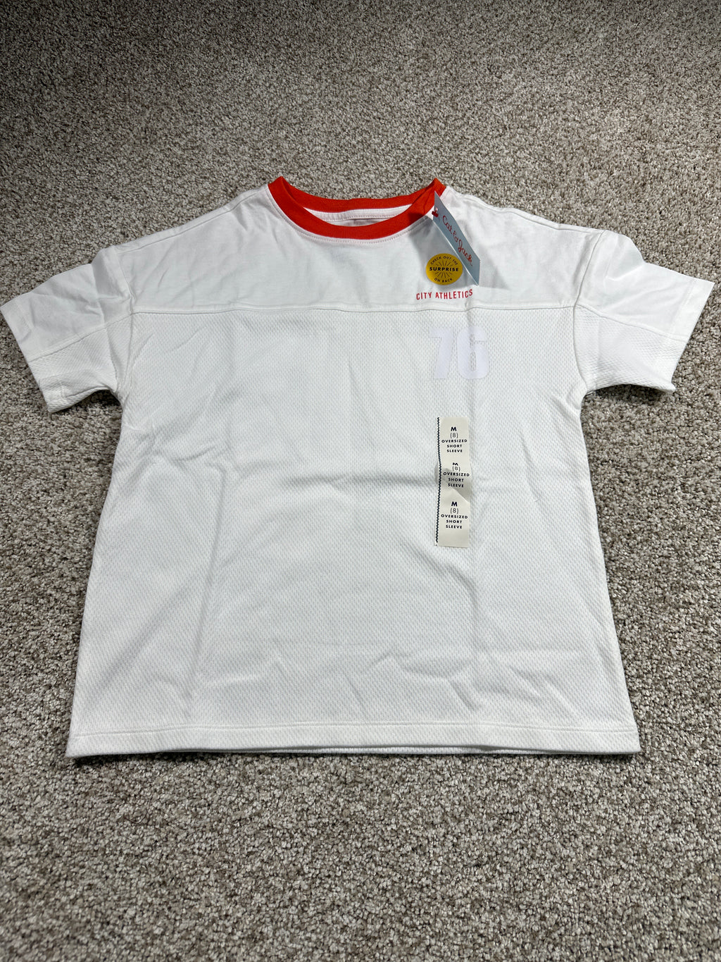 Cat & Jack Kids White City Athletics 76 Oversized T Shirt Size M 8