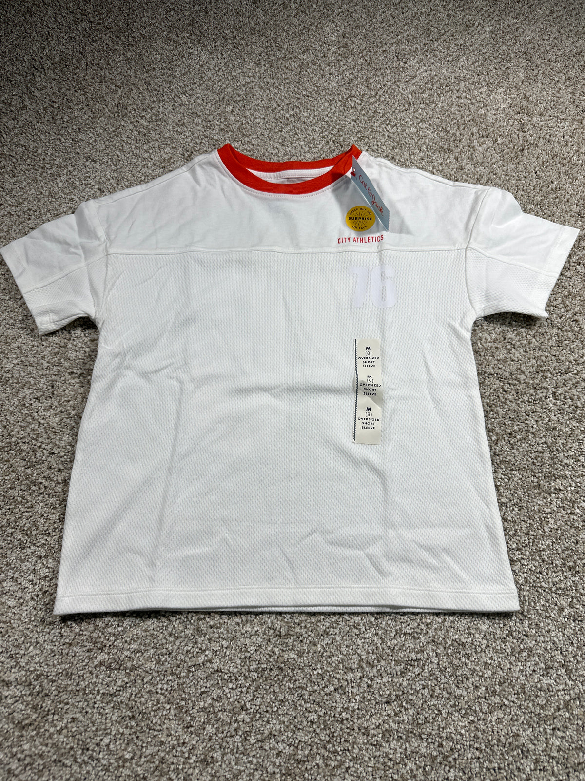 Cat & Jack Kids White City Athletics 76 Oversized T Shirt Size M 8