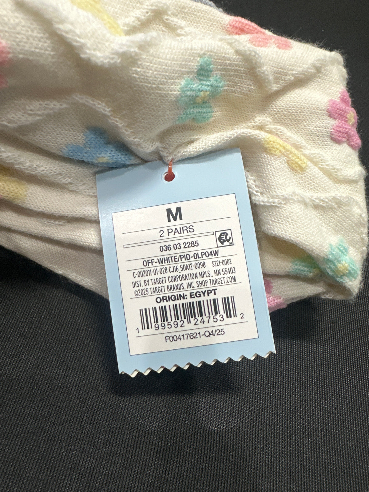 Cat & Jack Girls Floral Knee-High Socks 2 Pairs M Shoe Size 9-2.5