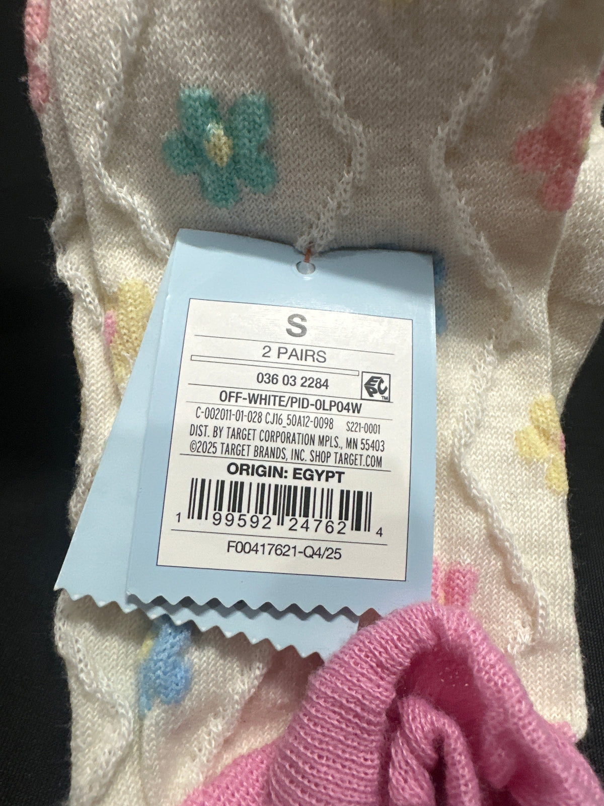 Cat & Jack Girls Floral Knee-High Socks 2 Pairs S Shoe Size 5.5-8.5