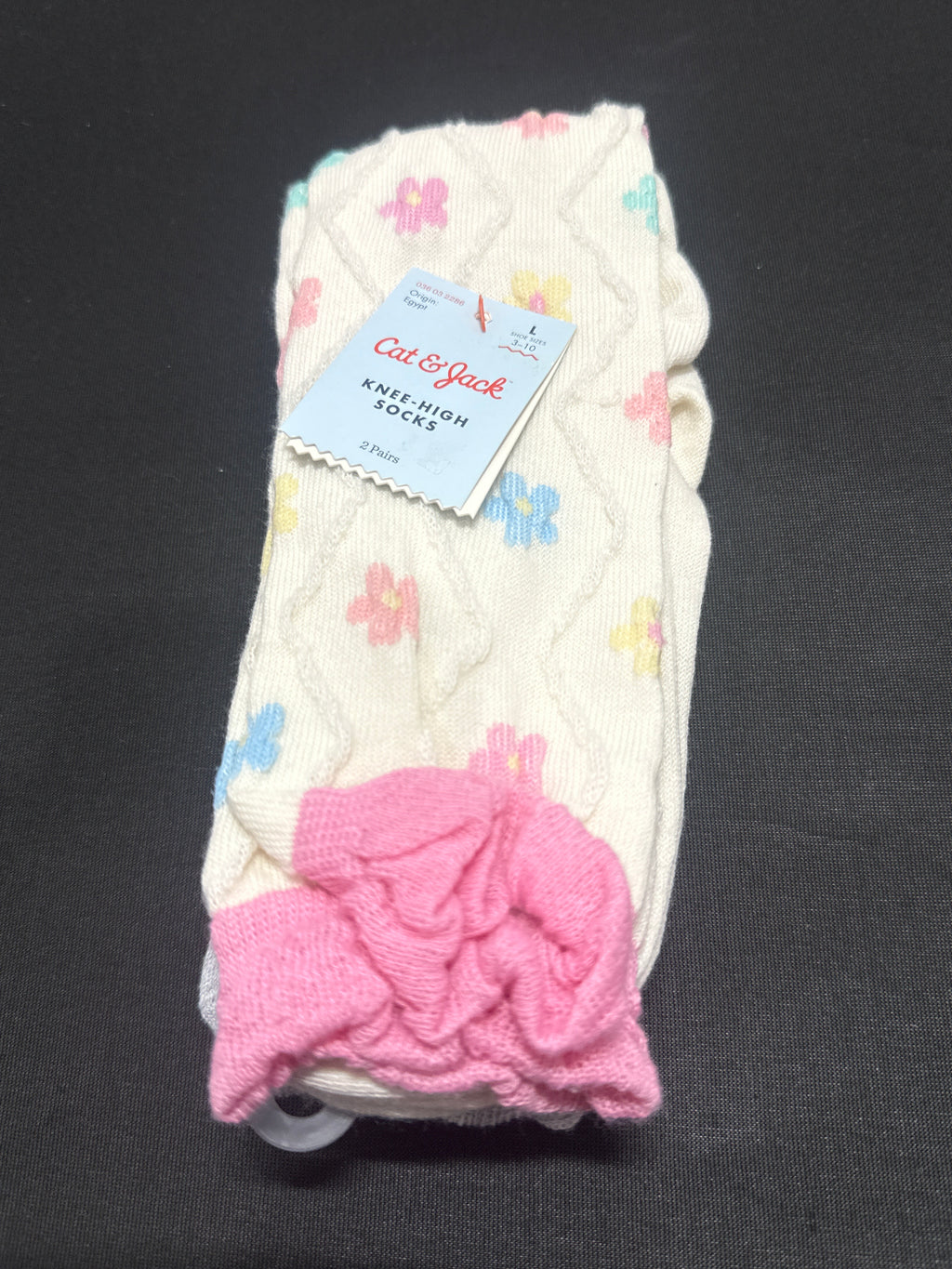 Cat & Jack girls floral knee-high socks, 2-pair set