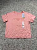 Cat & Jack Girls Peach Pink Heart T Shirt Size L