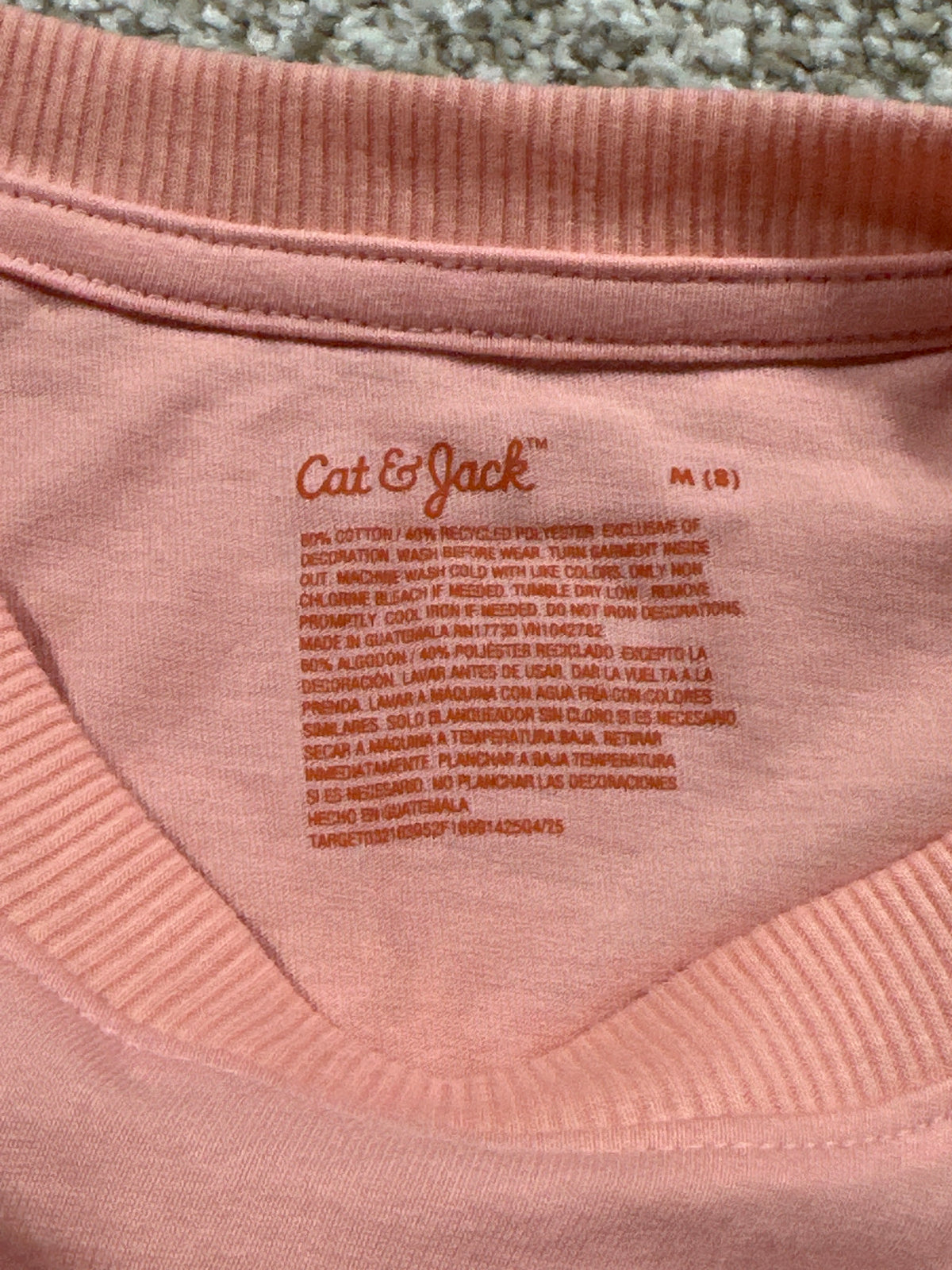 Cat & Jack Girls Peach Pink Heart T Shirt Size M