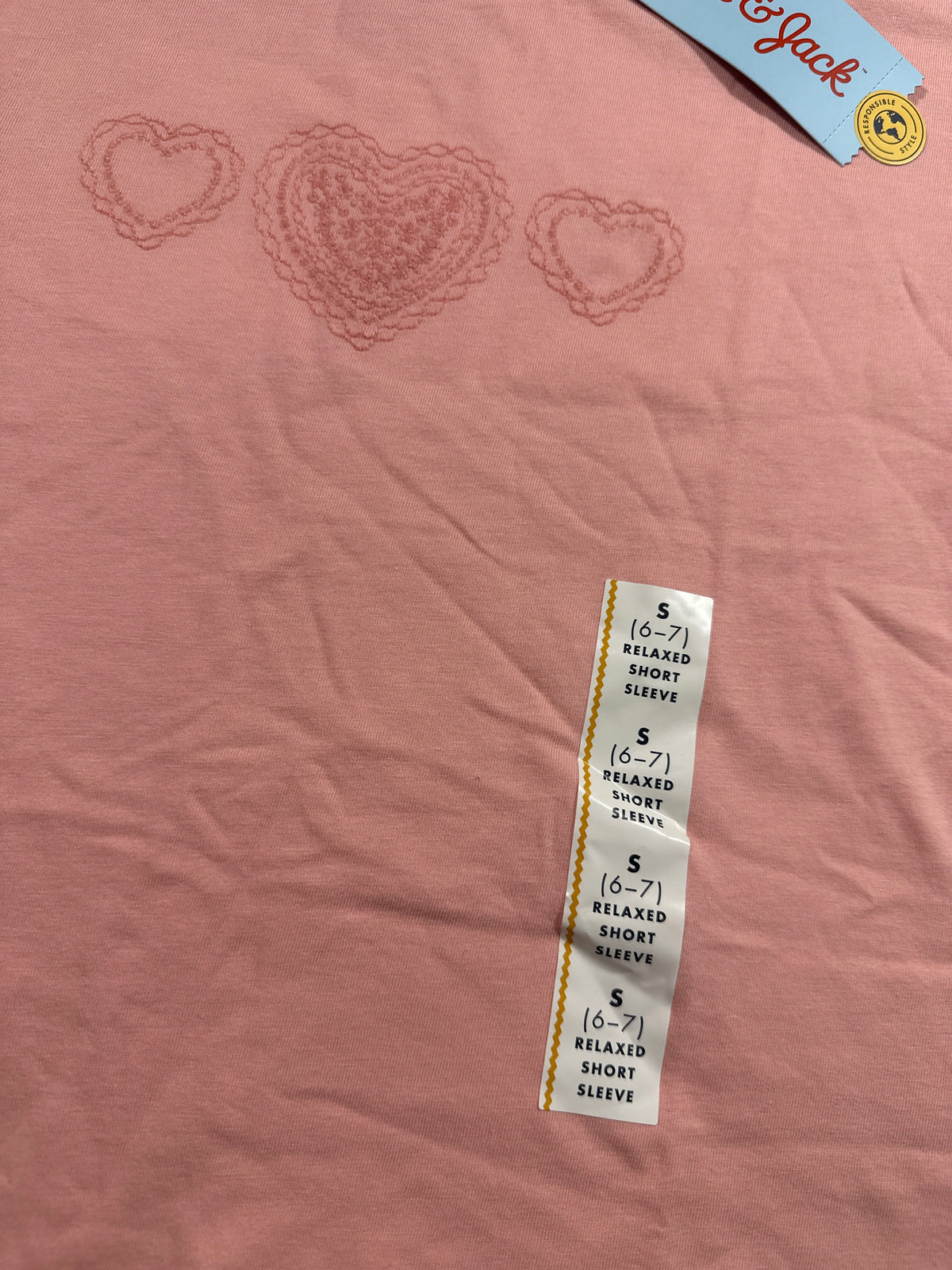 Cat & Jack Girls Peach Pink Heart T Shirt Size S