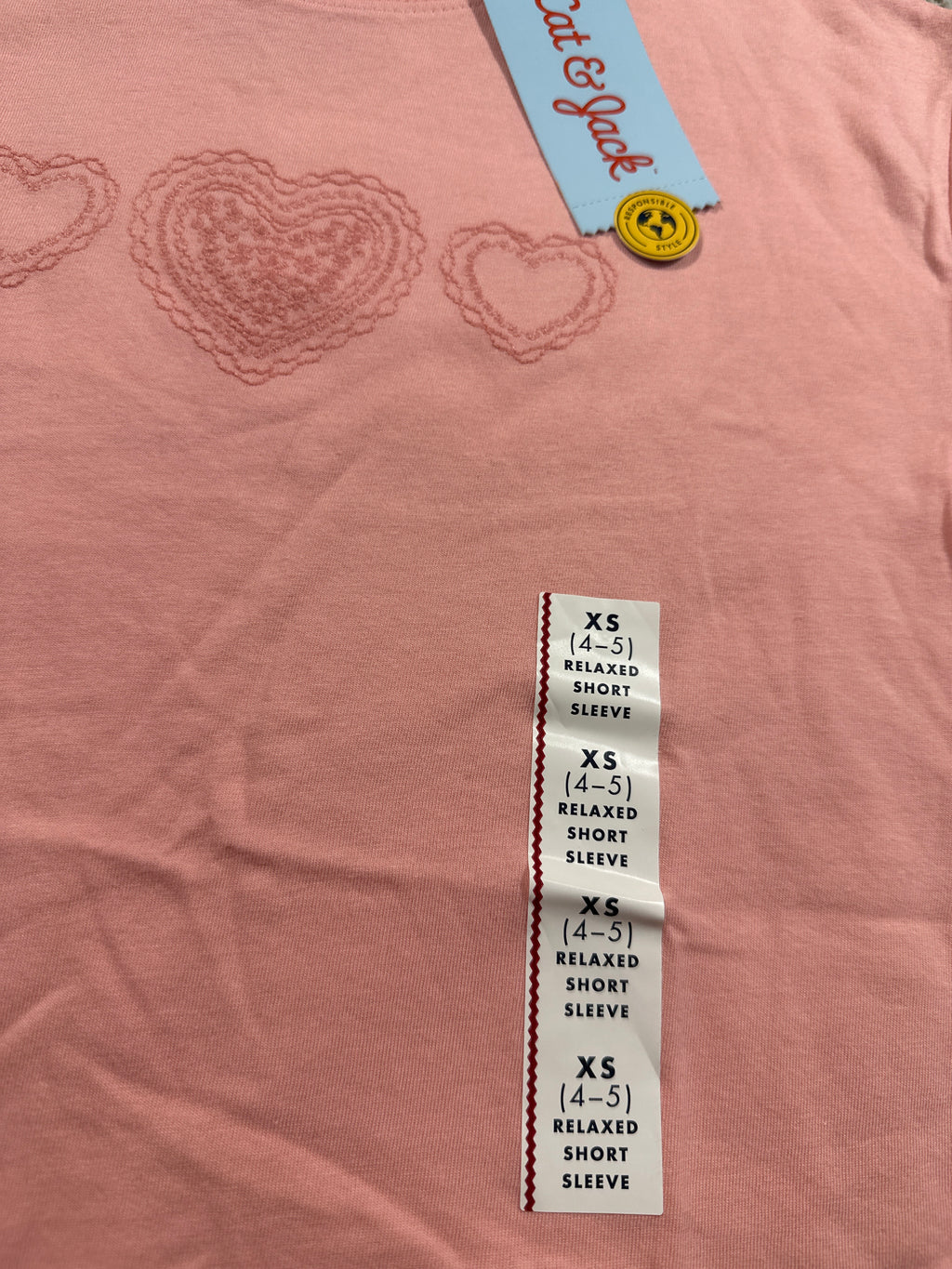 Cat & Jack Girls Peach Pink Heart T Shirt Size XS