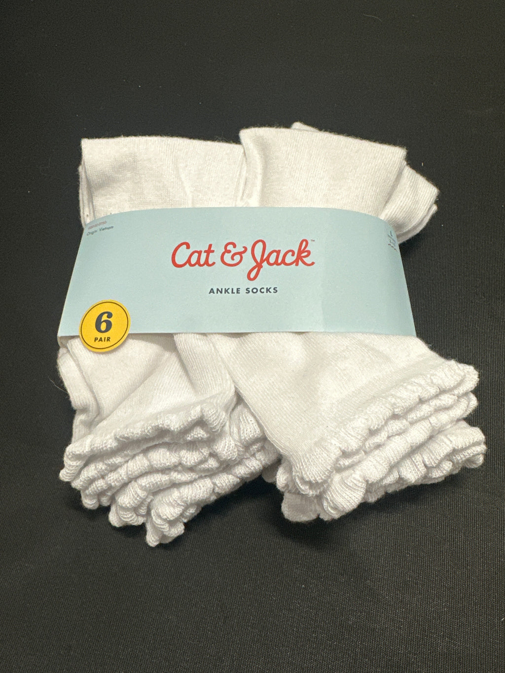 Cat & Jack girls white ankle socks 6-pack