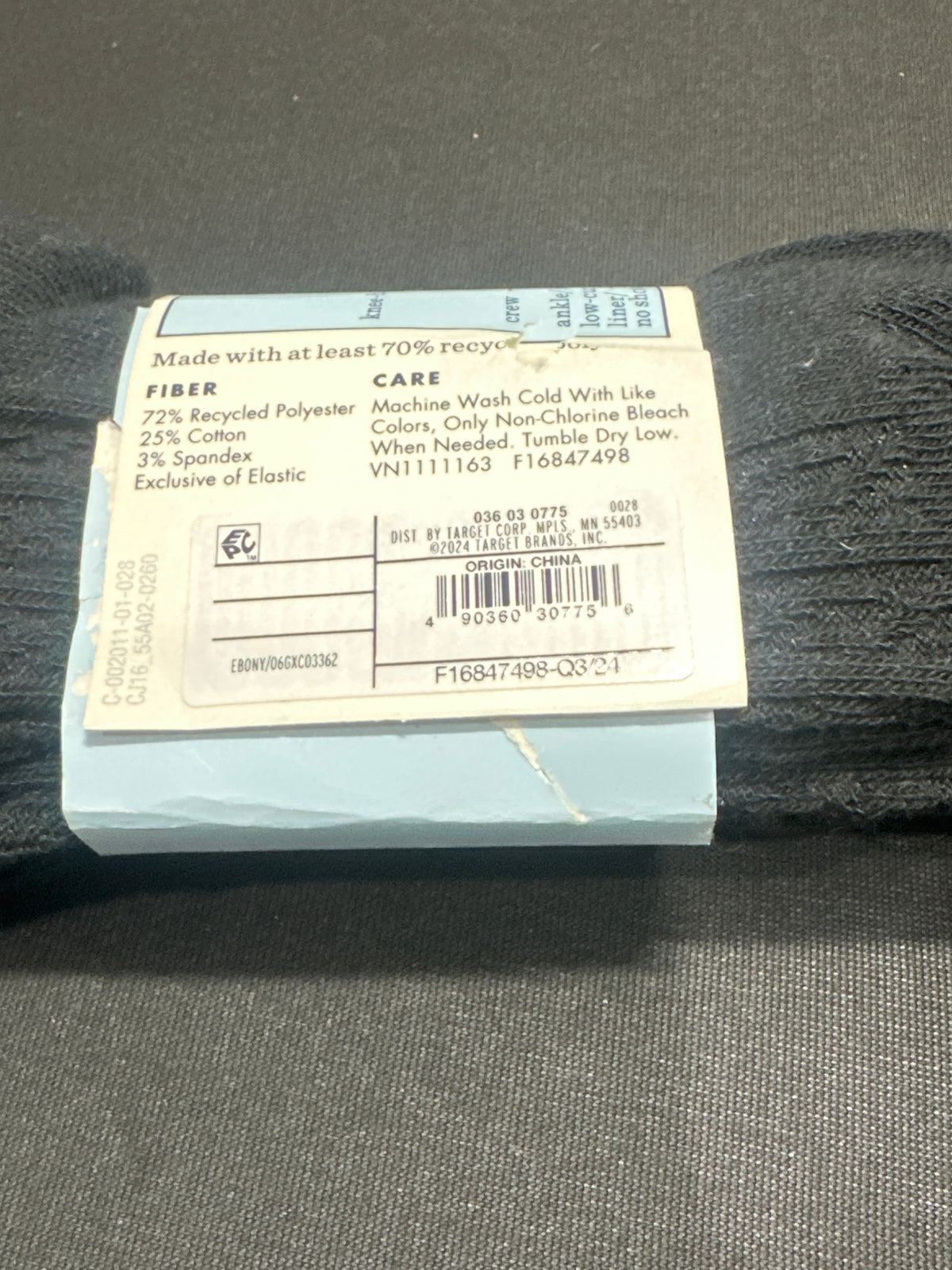 Cat & Jack kids black knee-high socks 2 pack, size S