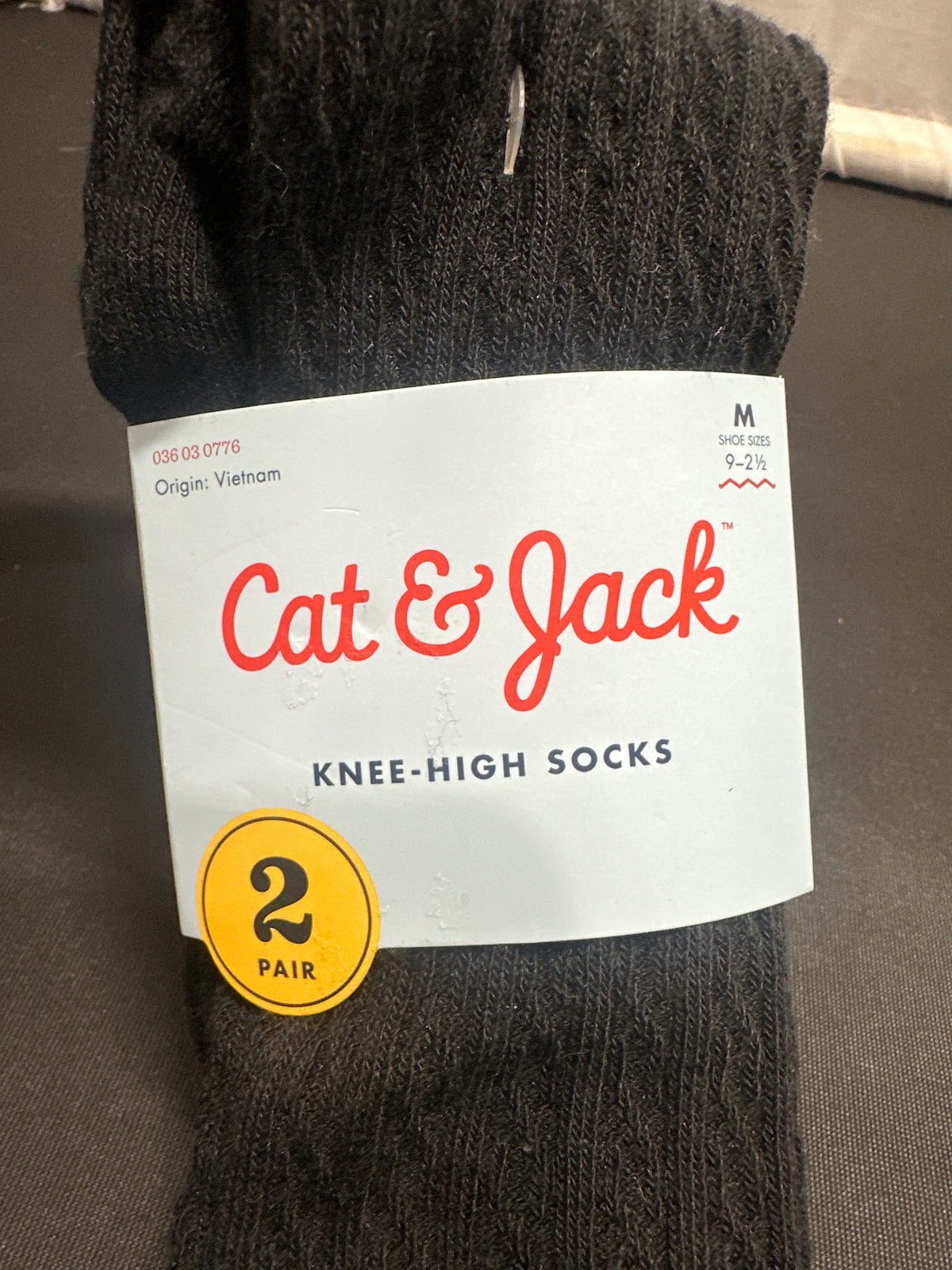 Cat & Jack kids black knee-high socks, 2-pair set