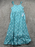 Cat & Jack girls light aqua polka dot maxi dress, size L 10/12