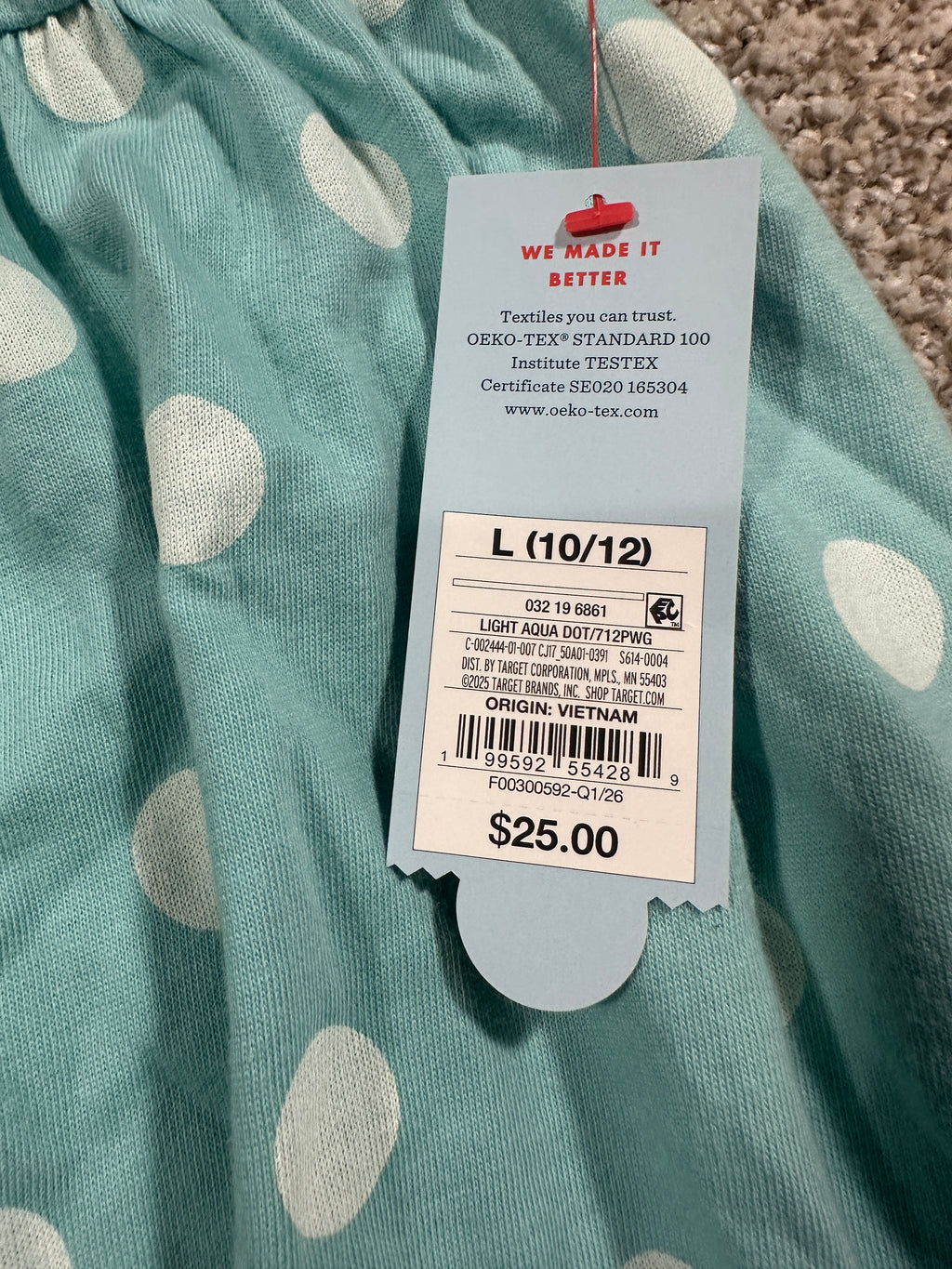 Cat & Jack girls light aqua polka dot maxi dress, size L 10/12