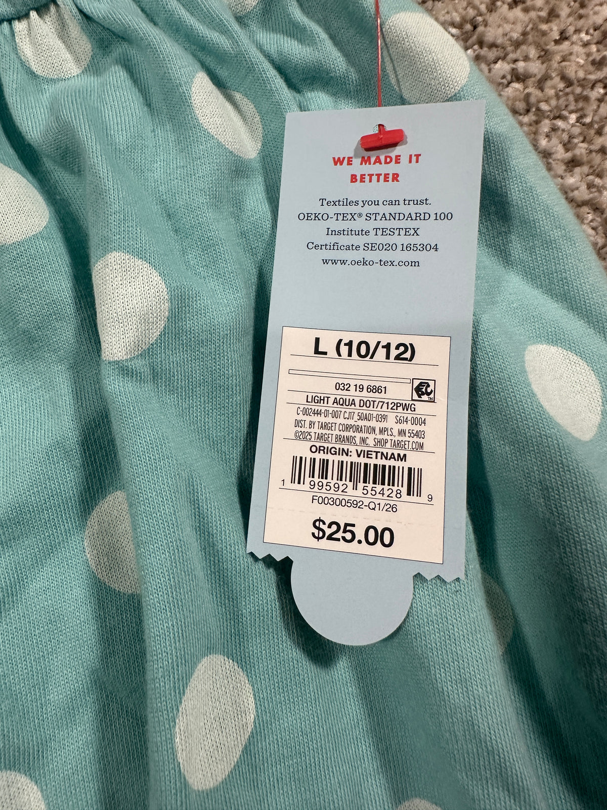 Cat & Jack girls light aqua polka dot maxi dress, size L 10/12